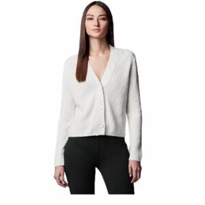 Simply Vera Wang Womens White V Neck Button Front Knit Cardigan Sweater Sz S New